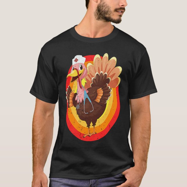 Love Turkey Stethoscope Nurse Life Thanksgiving Fa T-Shirt (Vorderseite)