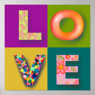 LOVE Typ Farbe Textur Spiel Einfaches Poster