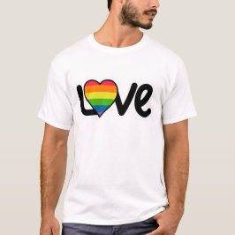 LOVE Typography LGBTQ Rainbow Heart Pride Month T-Shirt