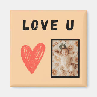 LOVE U Herz Design mit anpassbarem Foto Magnet