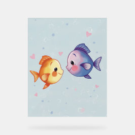 Love Under the Sea – Cute Watercolor Fish Couple Acrylschild