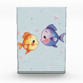 Love Under the Sea – Cute Watercolor Fish Couple Fotoblock