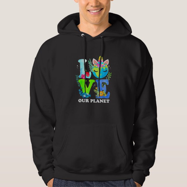 Love Unicorn Earth Day 2023 Our Planet Environment Hoodie (Vorderseite)