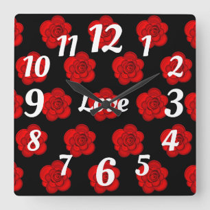 Love Valentine Time Eternal Sweet Heart Quadratische Wanduhr