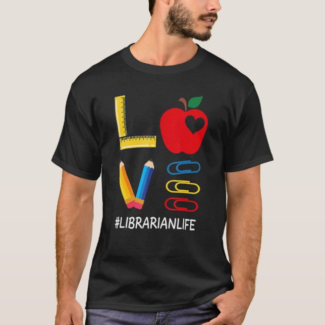 LOVE Valentines Day Apple Pencil Crayon Cute Libra T-Shirt (Vorderseite)