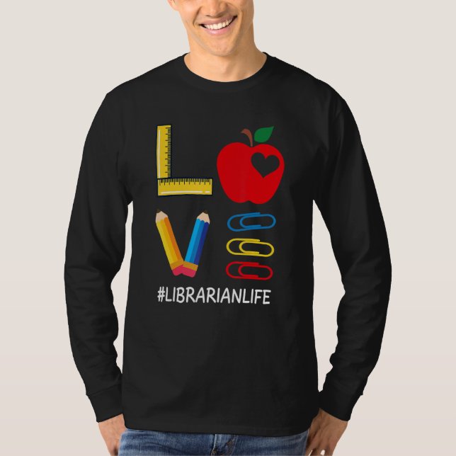 LOVE Valentines Day Apple Pencil Crayon Cute Libra T-Shirt (Vorderseite)