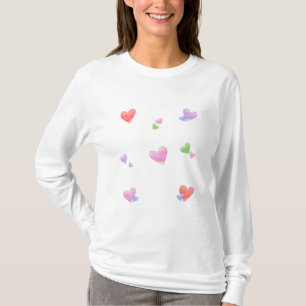 LOVE Valentinstag Spaß Wasserfarben Herzen T-Shirt