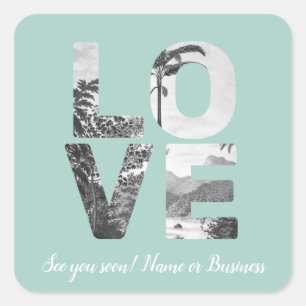 LOVE Valentinstag Thema Anpassbares Foto-Muster Quadratischer Aufkleber