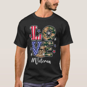 LOVE Veteranen-Patriotismus-Flagge-Tarnung-Militär T-Shirt