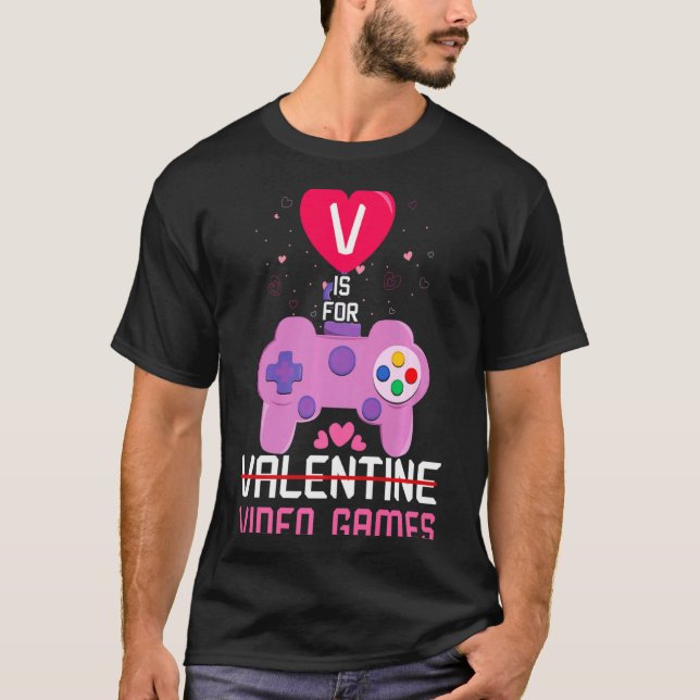 Love Video Game Gamer Gaming Hearts Day Happy Vale T-Shirt (Vorderseite)