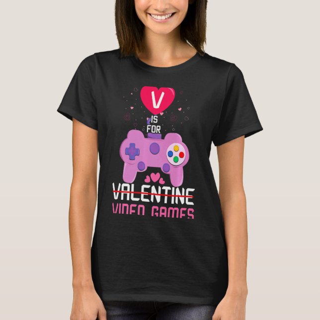 Love Video Game Gamer Gaming Hearts Day Happy Vale T-Shirt (Vorderseite)
