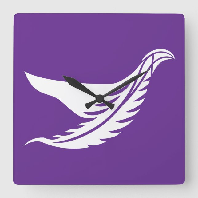 LOVE WHITE BIRD BY MASANSER QUADRATISCHE WANDUHR (Vorderseite)