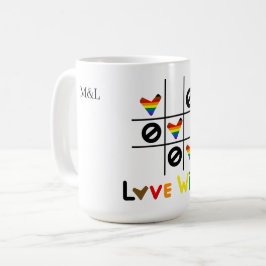 Love Wins Tic Tac Toe LGBT Custom Date & Names Mug Kaffeetasse