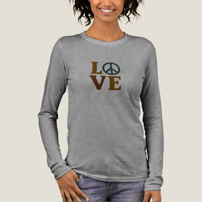 Love with a Peace Sign Unisex Embroidered Look Tri-Blend Shirt (Vorderseite)