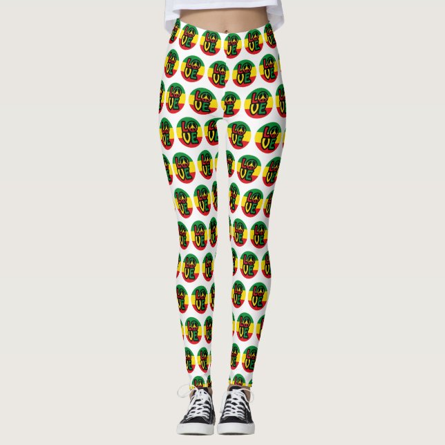 LOVE with peace symbol, reggae style Leggings (Vorderseite)