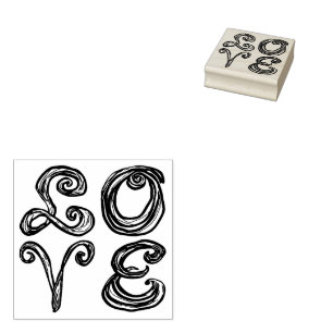 LOVE Wortkunst Stoffschrift rote Buchstaben Gummistempel