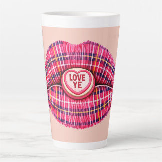 Love Ye Scottish Tartan Kiss Lips Scotland pink Milchtasse