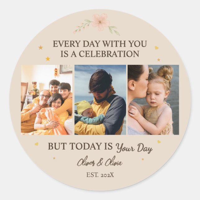 Love You Always – Son & Daughter 3-Photo sticker (Vorderseite)