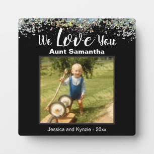 Love You Aunt Photo Glitter Fotoplatte