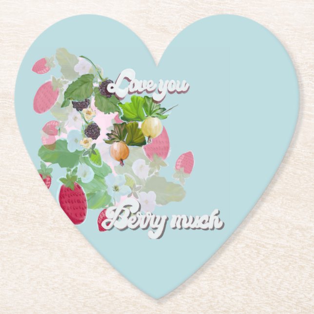 Love You Berry Much Papier Untersetzer Herz (Vorderseite)