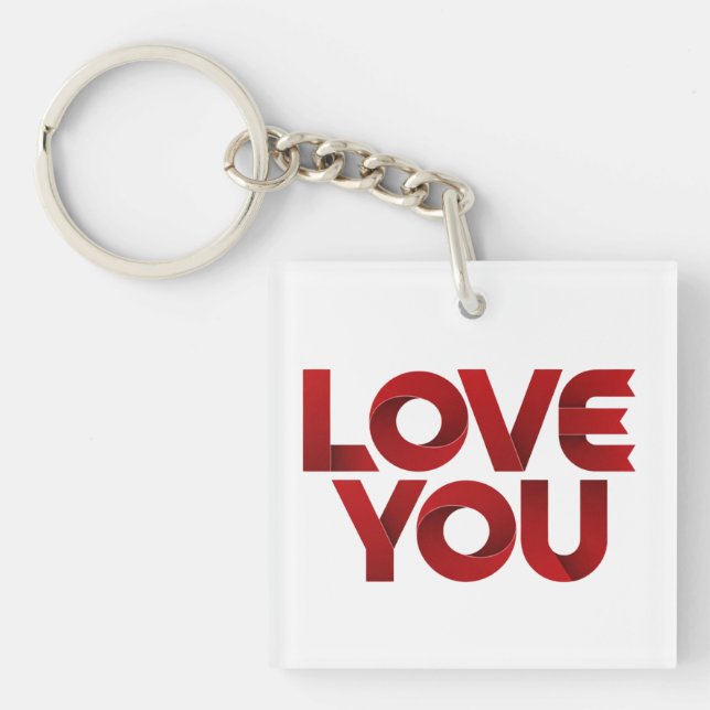 Love You – Bold Romantic Typography Schlüsselanhänger (Vorderseite)