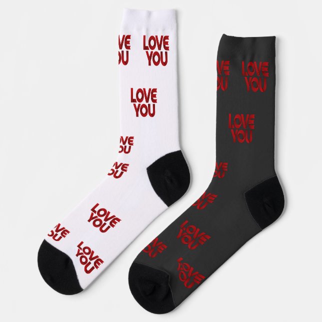 Love You – Bold Romantic Typography Socken (Linkes Detail)