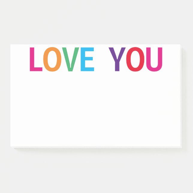 Love You Bright Mehrfarbig 10 x 6 Post-it Klebezettel (Vorderseite)