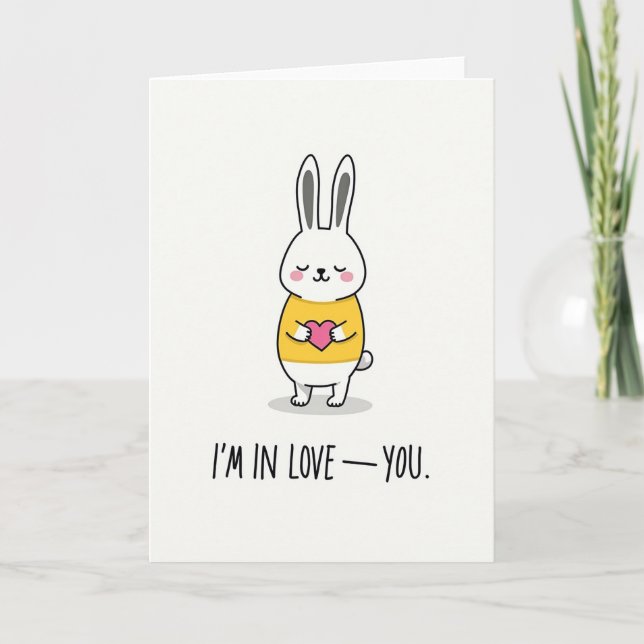 Love You Bunny Heart Card Karte (Vorderseite)