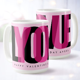 Love You Custom Name Happy Valentine's Day Pink Kaffeetasse