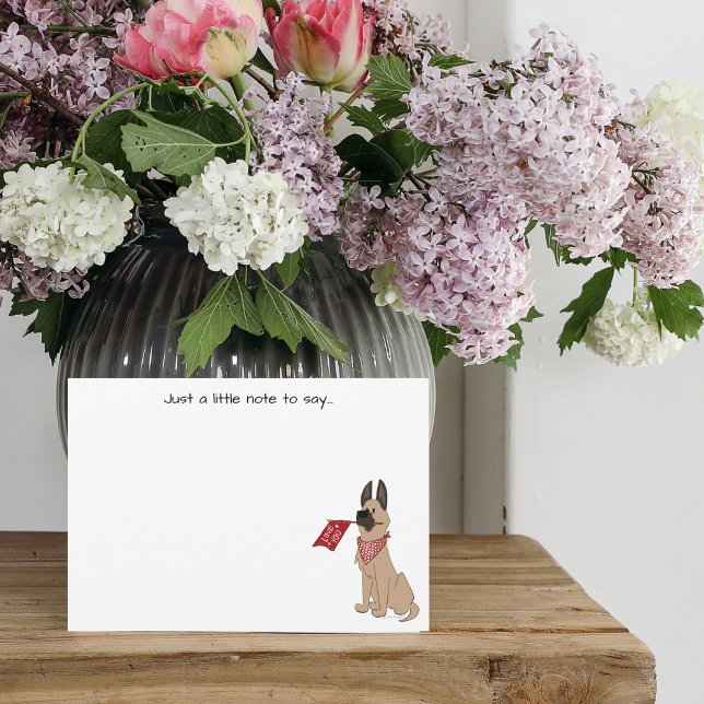 Love You Cute Dog Flat Note Card Mitteilungskarte (Von Creator hochgeladen)