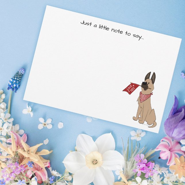 Love You Cute Dog Flat Note Card Mitteilungskarte (Von Creator hochgeladen)