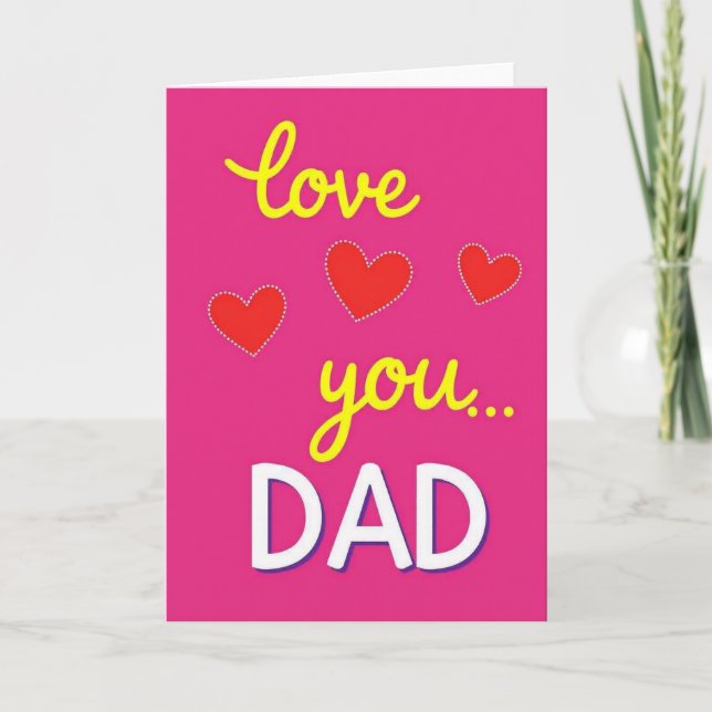 Love You Dad Dotted Hearts Card Karte (Vorderseite)