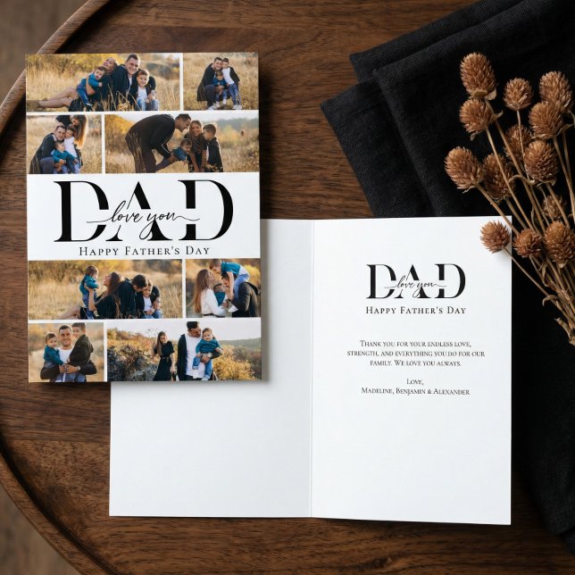 Love You Dad Heart Photo Collage Father's Day Karte (Love You Dad Heart Photo Collage Fathter's Day Card)