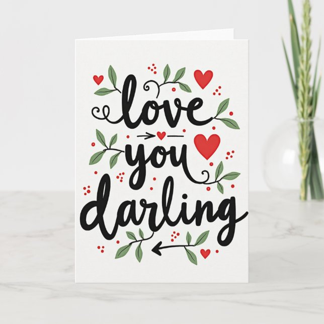 Love You Darling Faux Gold Foil Card Karte (Vorderseite)