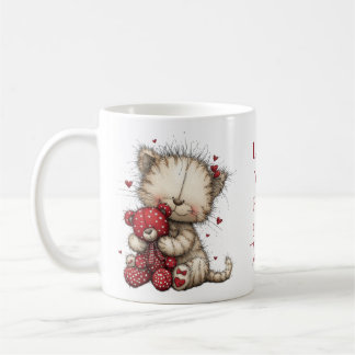 “Love You Fur-Ever” Cute Cat & Teddy Valentine Mug Kaffeetasse