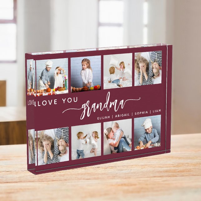 Love You Grandma 8 Photo Collage Burgundy Fotoblock (Von Creator hochgeladen)