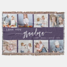 Love You Grandma 8 Photo Collage Purple Decke