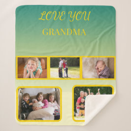 Love You Grandma Collage with Gold Script Sherpadecke