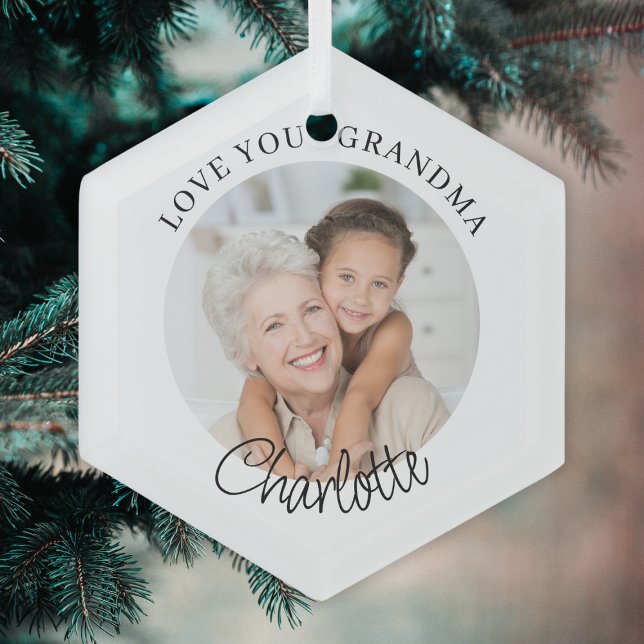 Love You Grandma Keepsake Photo Ornament Aus Glas (Von Creator hochgeladen)
