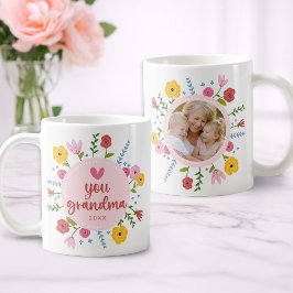 Love You Grandma Photo Floral Mug Gift Kaffeetasse