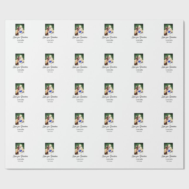 Love you Grandma photo name love message grandkids Geschenkpapier (Flach)