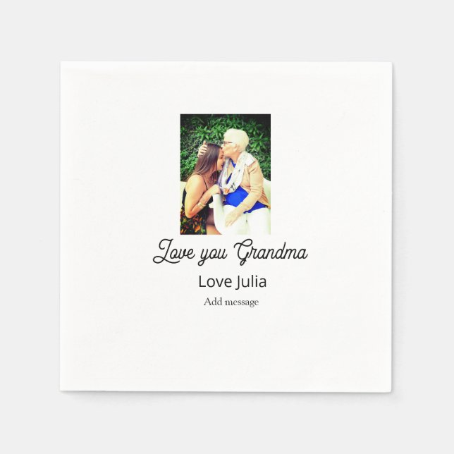 Love you Grandma photo name love message grandkids Serviette (Vorderseite)