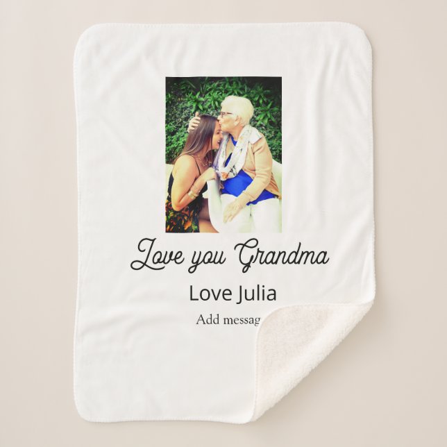 Love you Grandma photo name love message grandkids Sherpadecke (Vorderseite)