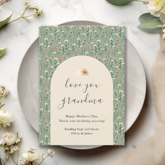 Love You Grandma Sage Green Mother's Day Card Feiertagskarte