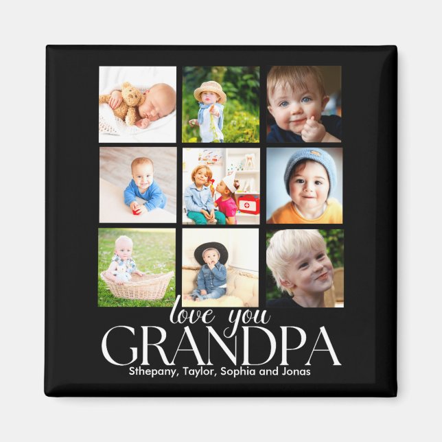 Love You Grandpa Beautiful Collage 9 Photos  Magnet (Vorne)