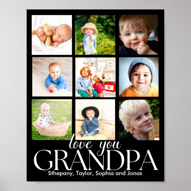 Love You Grandpa Beautiful Collage 9 Photos  Poster (Vorne)