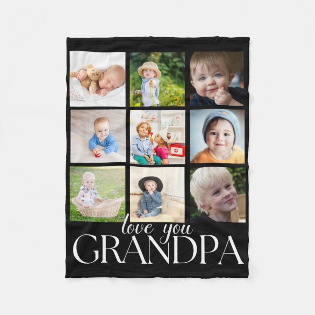 Love You Grandpa Beautiful Collage 9 Photos T Shir Fleecedecke (Vorderseite)