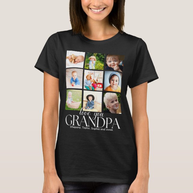 Love You Grandpa Beautiful Collage 9 Photos  T-Shirt (Vorderseite)