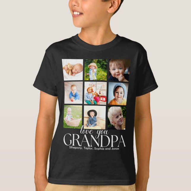 Love You Grandpa Beautiful Collage 9 Photos  T-Shirt (Vorderseite)