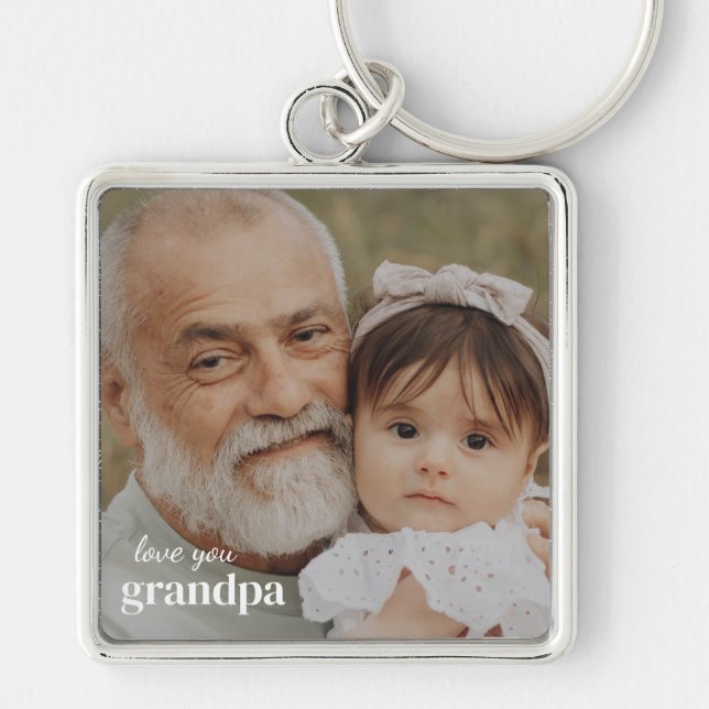 Love you Grandpa Photo Minimalist Keychain Schlüsselanhänger (Vorne)